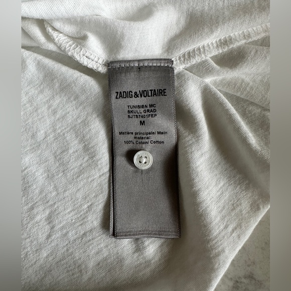 ZADIG & VOLTAIRE Tunisien Embellished Skull T-shirt In White Size Medium - Picture 5 of 6